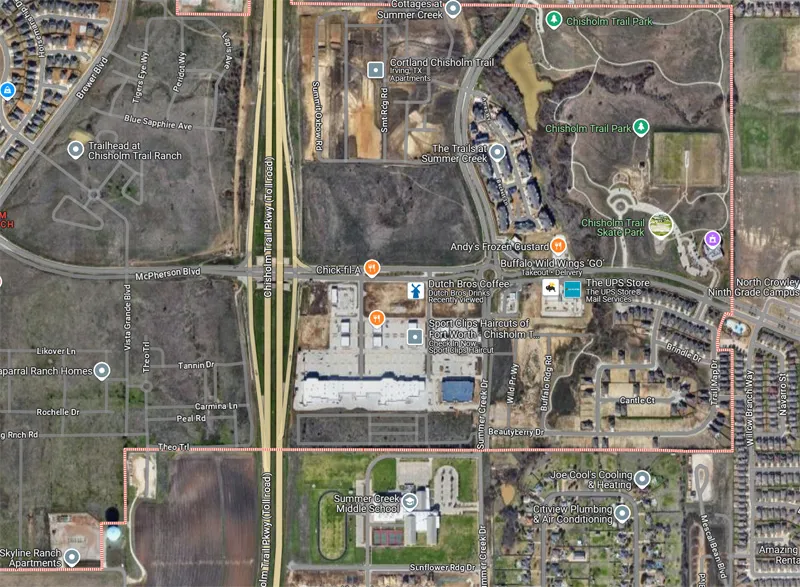 Undeveloped land site in Fort Worth